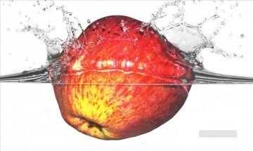 manzana en agua realista Pinturas al óleo